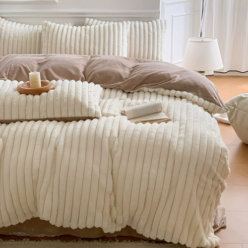 Брендовый зимний пододеяльник для принцессы, флисовый белый комплект, 4 предмета