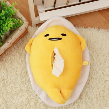 90       包邮卡通抽纸盒懒蛋蛋公仔纸巾盒毛绒餐巾纸盒创意车用纸抽