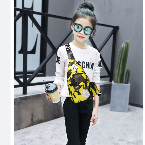Нагрудная сумка для мальчиков, детская сумка, камуфляжный рюкзак, сумка на одно плечо, в корейском стиле