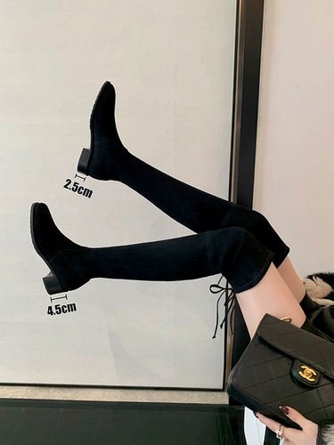 Демисезонные высокие флисовые эластичные высокие сапоги, по фигуре