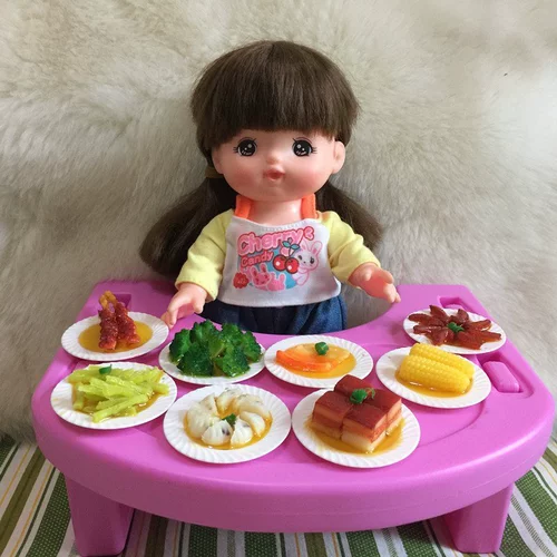 Кукла с аксессуарами, обеденная тарелка, реалистичная игра с едой