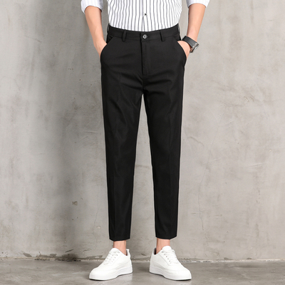 taobao agent Men's pants vertical business casual small trousers men's straight pants, men's summer casual pants 9 -point pants
