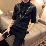 Летняя трендовая рубашка, облегающий крой, популярно в интернете