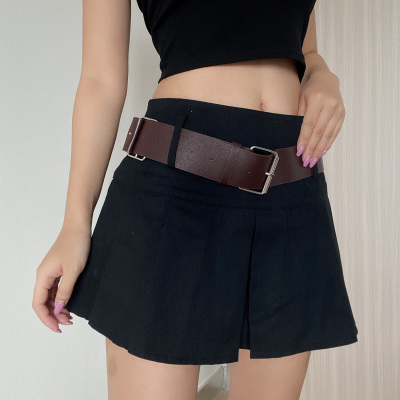 taobao agent Sexy retro belt, protective underware, mini-skirt, pleated skirt, A-line