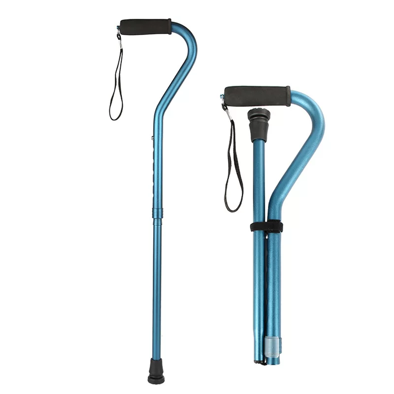 Small four foot folding cane folding big bend handle crutch
