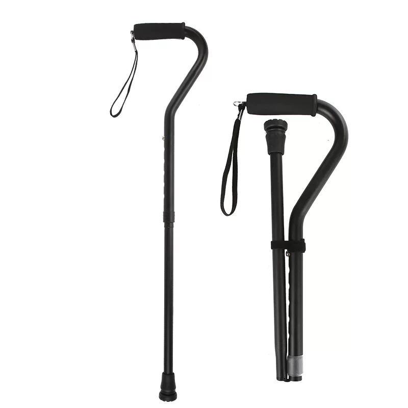 Small four foot folding cane folding big bend handle crutch
