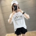 Phụ nữ áo thun ngắn tay 2021 quần áo mới mùa hè của phụ nữ hợp thời trang trong sinh viên Hàn Quốc quần áo nửa tay màu vàng lỏng lẻo - Áo phông Áo phông