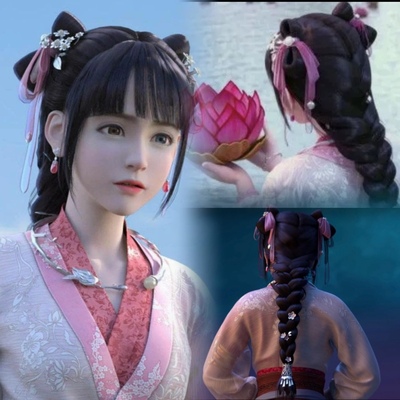 taobao agent Ink dyeing green silk wig Customized juvenile Jinyijiu Princess Zhu Yanzheng cos wig