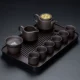 10 фиолетовый песок (wufu linmen) xi shi pot+прямоугольный (грецкий орех) черный