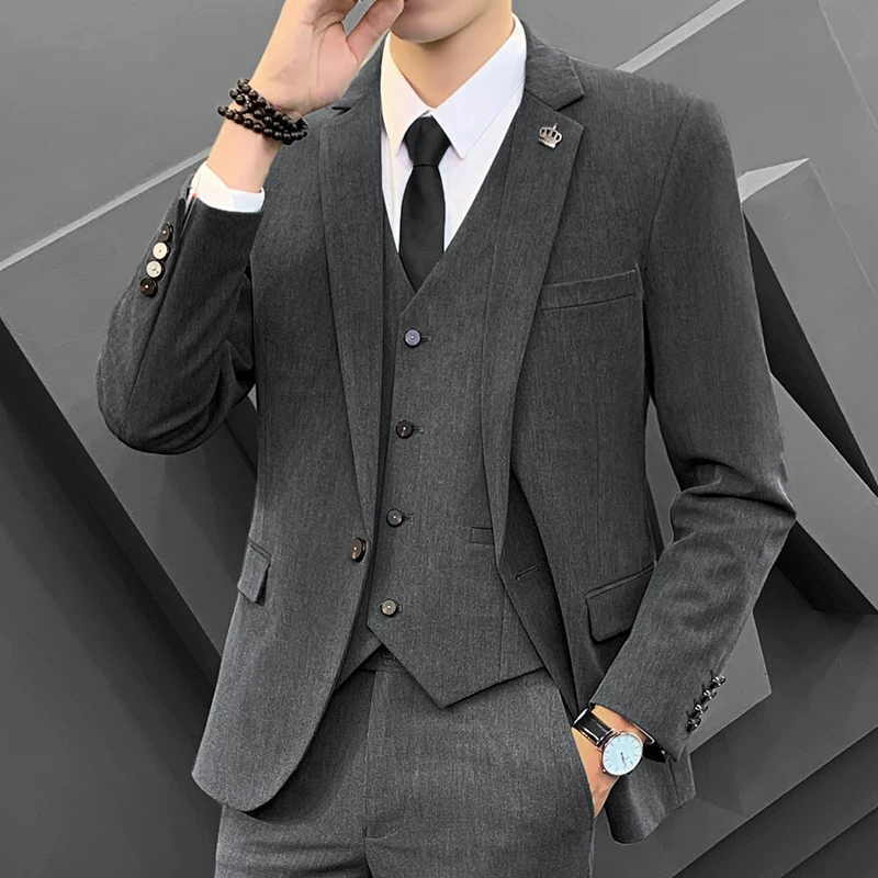 Классический мужской костюм жакет, корейский стиль, slim fit