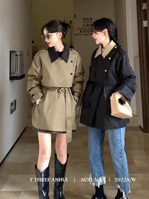 taobao agent Thin short autumn trench coat, jacket, suitable for teen, British style