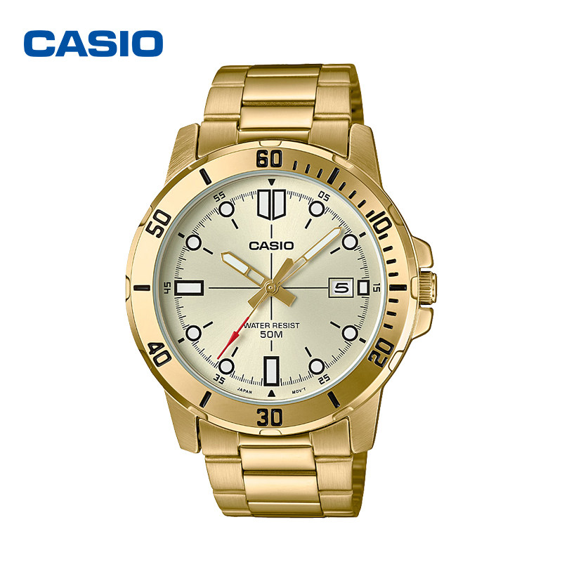 卡西欧海外旗舰店官网官方经典休闲商务钢带防水手表mtp-vd01系列