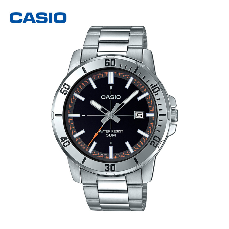 卡西欧海外旗舰店官网官方经典休闲商务钢带防水手表mtp-vd01系列