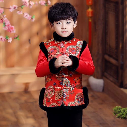 Детское ханьфу, костюм мальчика цветочника, детский пуховик, китайский стиль, увеличенная толщина