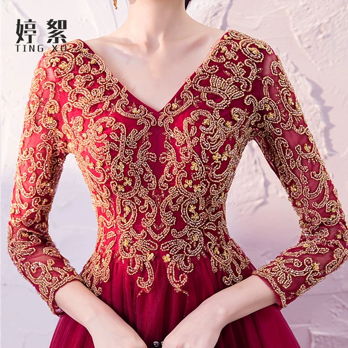 Вечернее платье, бордовая длинная юбка для невесты, лонгслив, 2020