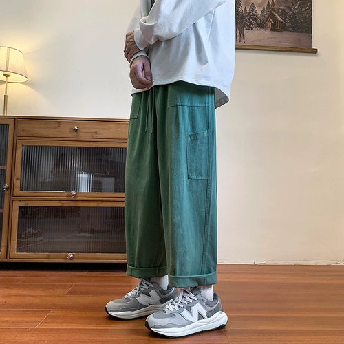 Tide, зеленые осенние японские ретро штаны, свободный крой