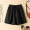 Black elastic waist linen (shorts)