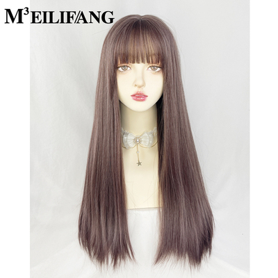 taobao agent Meitian purple -gray wigs full head set The whole top tide lolita color women's group INS wind anchor long straight hair