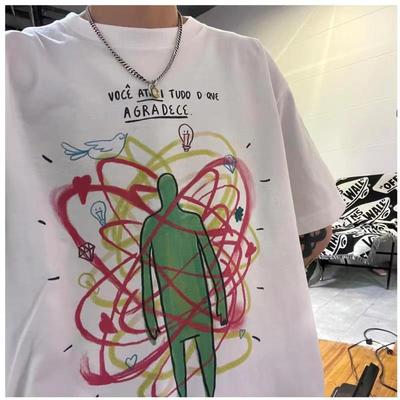 taobao agent Moriya Strange Story Story of Aliens American Casual Casual Wind Men and Women Short -sleeved T -shirts Loose Tide Tide Anime Peripherals