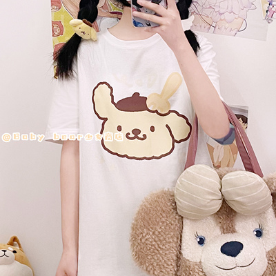 taobao agent BabyBear's homemade cute pudding dog Japanese jk wild student loose summer cotton anime short sleeves