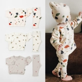 Брендовый детский хлопковый комплект, комбинезон, штаны, толстовка, осенний, популярно в интернете, в западном стиле, 2 шт, детская одежда