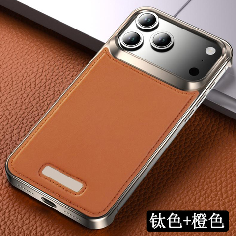 Luxury Leather & Metal Frame Magsafe – 17, 17 Air, 17 Pro, 17 Pro Max iPhone Case