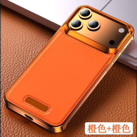 Luxury Leather & Metal Frame Magsafe – 17, 17 Air, 17 Pro, 17 Pro Max iPhone Case