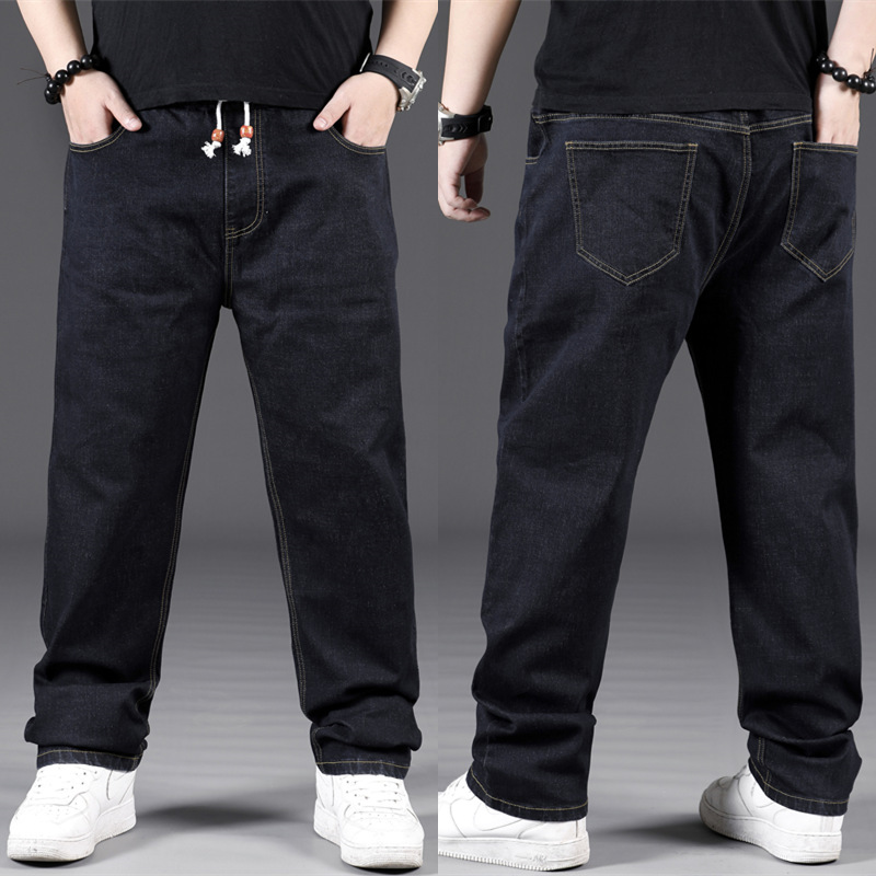 Buy Spring and summer plus size jeans men loose straight barrel plus ...