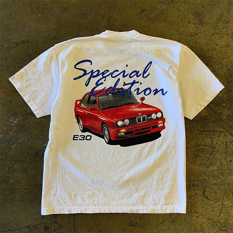 thumbnail for Classic car-E30美式复古设计感小众oversize男女情侣短袖T恤上衣