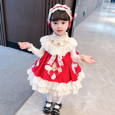 taobao agent Children's clothing, small princess costume, girl's skirt, demi-season evening dress, halloween, with little bears, Lolita style, Birthday gift, cosplay