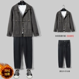 Демисезонный трендовый флисовый спортивный осенний комплект, 2020, в корейском стиле