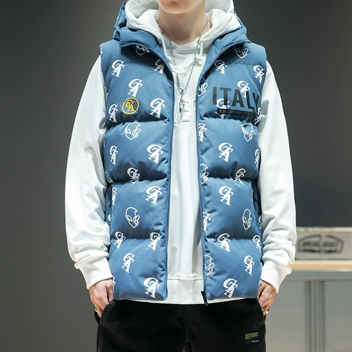 Мужской демисезонный жилет, трендовая майка топ с пухом, куртка, удерживающий тепло комплект, 2020, в корейском стиле