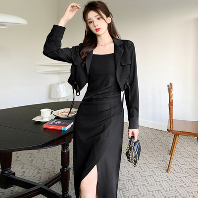 taobao agent Autumn classic suit jacket, dress, plus size, fitted