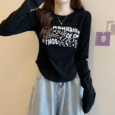 taobao agent Sexy T-shirt, short jacket, plus size, long sleeve, autumn