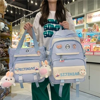 Синяя маленькая сумка для учебы, значок, кролик, подвеска