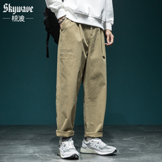 Повседневные брюки 高端卡其色休闲裤男宽松大码直筒工装裤春季新款男装运动裤锥形裤 Skywave