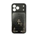 Chrome Hearts Trendy Fashionable Black Leather Cross Phone Case for iPhone 17, 16, 15, 14 and 13