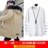 Мужской пуховик с пухом, длинная демисезонная утепленная куртка, средней длины