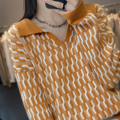 taobao agent Demi-season velvet woolen knitted sweater, Korean style, western style