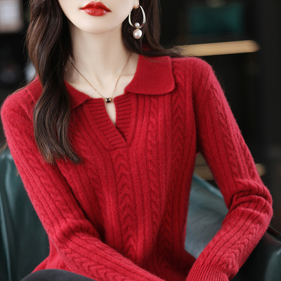 taobao agent Velvet woolen sweater, scarf, long-sleeve, polo collar