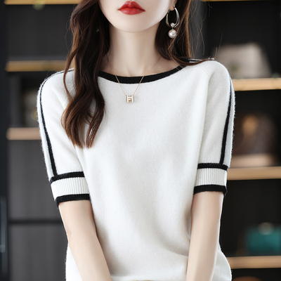 taobao agent Woolen short sleeve T-shirt, velvet top, 2023 collection, Korean style, western style