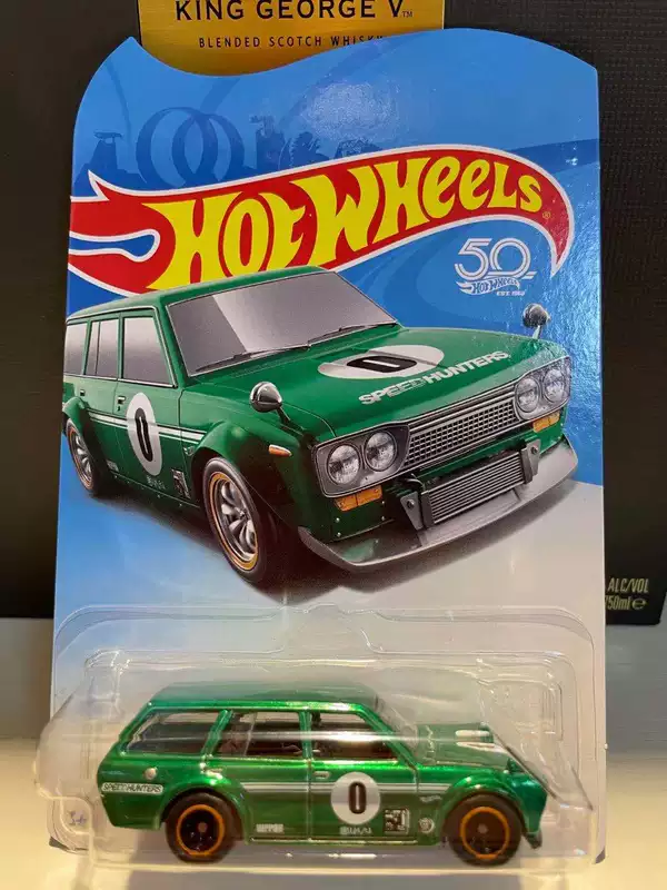 Горячие колеса 71 Datsun Bluebird 510 зелёная полоса полочная вагон без заклёпок