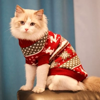 Кошачья одежда зимняя теплый новый год ткани, собачья кошки и кошки анти -фар -меховой котенок свитер котенок