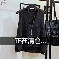 Осенний жилет, трикотажный свитер, майка топ, куртка, в корейском стиле, V-образный вырез