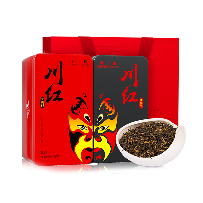 川红官方特级金奖85工夫红茶经典浓香型茶叶礼盒装赠手提礼袋250g