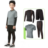 Детская быстросохнущая одежда, баскетбольное футбольное боди для тренировок, спортивный летний комплект для школьников, в обтяжку, 4 предмета