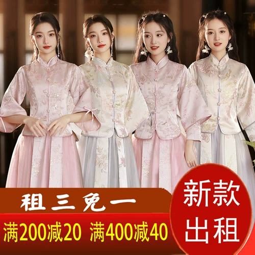 Демисезонное платье подружки невесты, атласное свадебное платье, китайский стиль, большой размер, для подружки невесты
