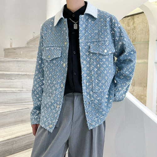 Ретро мужская осенняя куртка, в американском стиле, в стиле Шанель, изысканный стиль