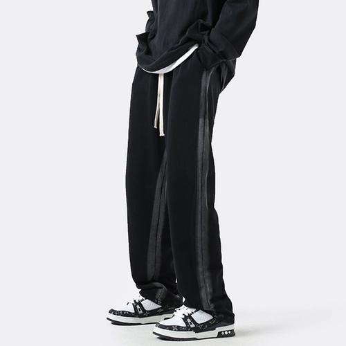 Осенние штаны, флисовые повседневные брюки, свободный прямой крой, в американском стиле