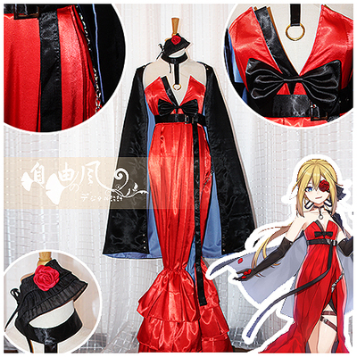 taobao agent [Freedom] Girl frontline COS clothing year scorpion -style dark red star road dress customization